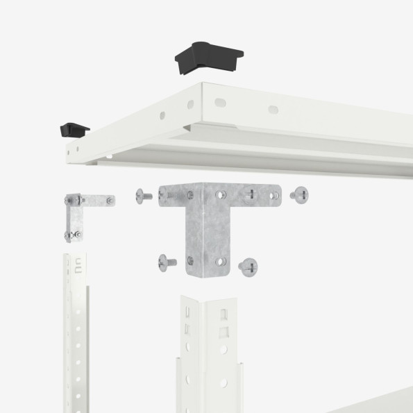 Стеллаж металлический 253х120х50 см БЕЛЫЙ 5 полок из металла РУНА для дома, кладовки, кухни -
                                                        Фото 6